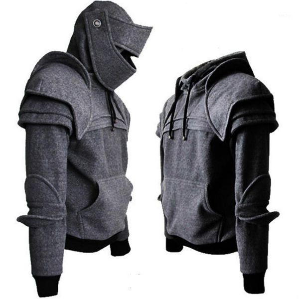 

drawstring zipper skull mask hoodie for boyfriend autumn hooded sweatshirt long sleeves solid casual gift1, Black