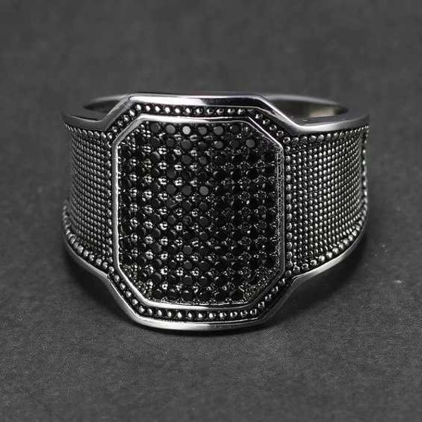 

beiyang business inlaid black rhinestone men's ring, Golden;silver