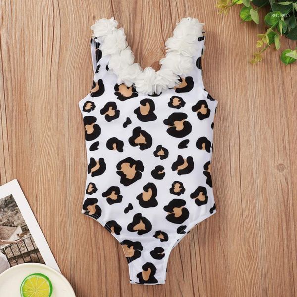 

toddler swimsuit beachwear sleeveless v-neck sun summer protection fashion kids baby girl leopard bikini one-piece swimwear d23#1, Black