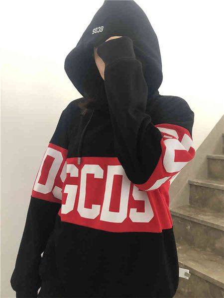 

[new product] gcds men's printed hoodie round neck pure cotton couples pullover, Black