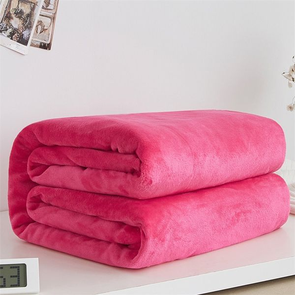 Cobertura de cor sólida coral tecido de lã macio lance de toalha de roupa de cama para casa viajar adultos crianças cobertores COBIJA Cobertor