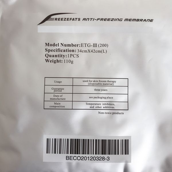 

34*42 efats anti e fat ing membranes 110g cryolipolysis gel pads cryo pad membrana antie for criolipolysis