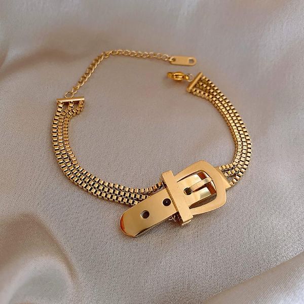 

multi layer stainless steel bracelet for woman gold silver color fashion jewelry accessories simplicity belt link, chain, Black