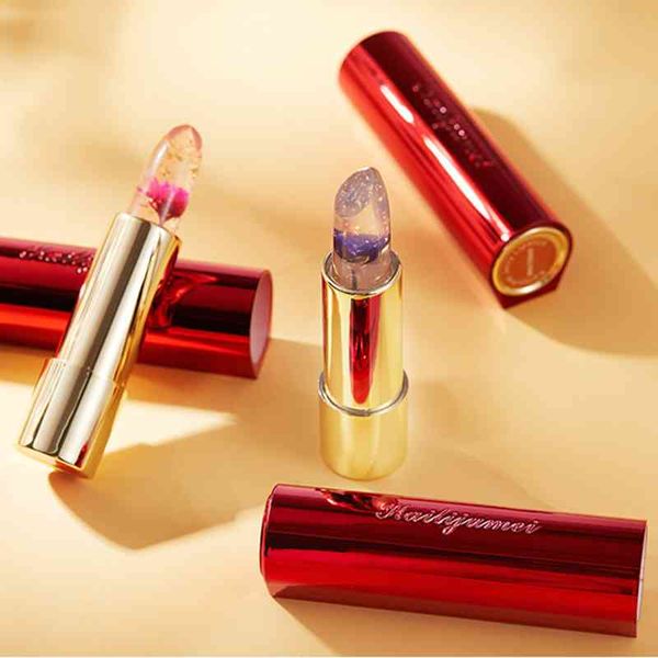 Gold Flake 4 Flower Temperature Changed Colorful Jelly Lipstick Idratante trasparente Long Lasting KAILIJUMEI Lip Care Makeup