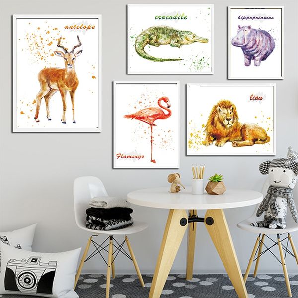 

unframed nordic watercolor animal decorative painting bedroom wall art poster