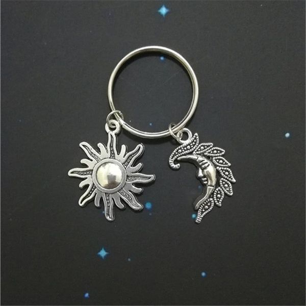 

keychains handmade sun and moon keychain, bff friends gift, sunshine boho jewelry pendant bags accessories, Silver