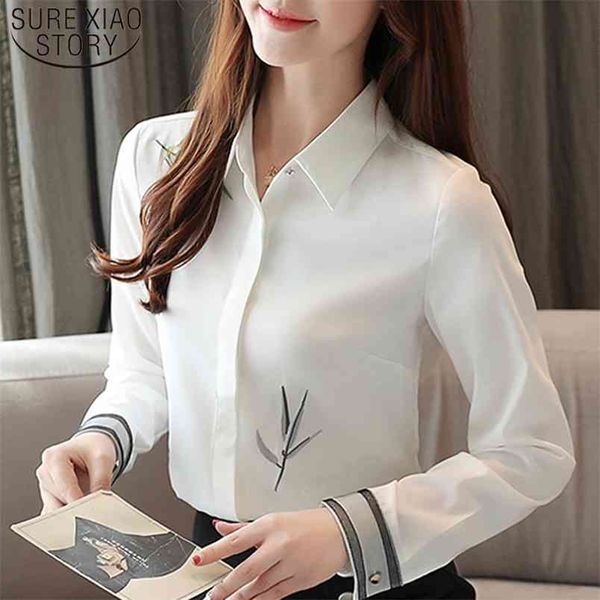 

autumn fashion women blouse embroidery white shirt long sleeve casual loose blusas feminina 7092 50 210506