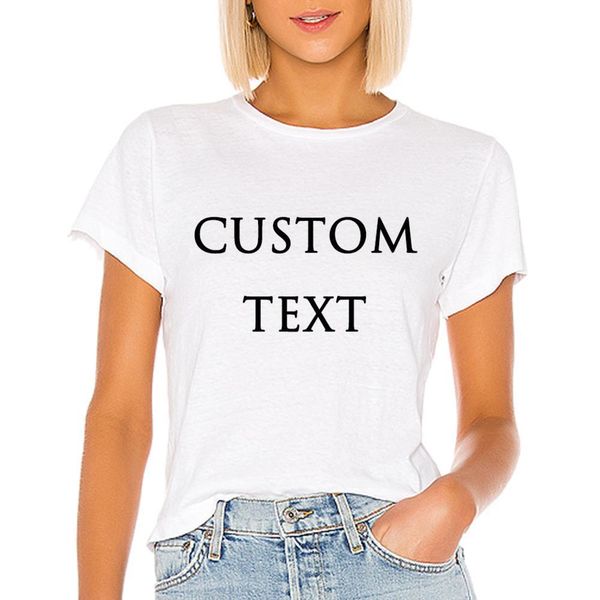 

custom text diy p womens logo brand graphic vestidos customized print tee vintage shirts summer, White