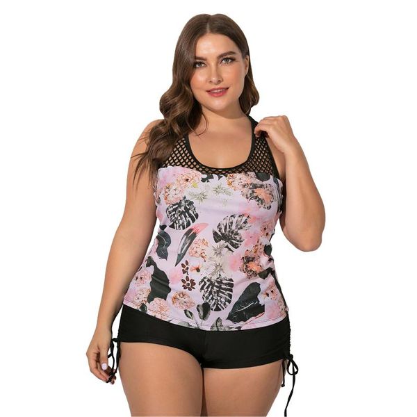

women's plus size tropical net racerback tank tankini swimwear one-piece suits