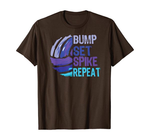 

girls volleyball bump set spike repeat blue purple t-shirt, White;black