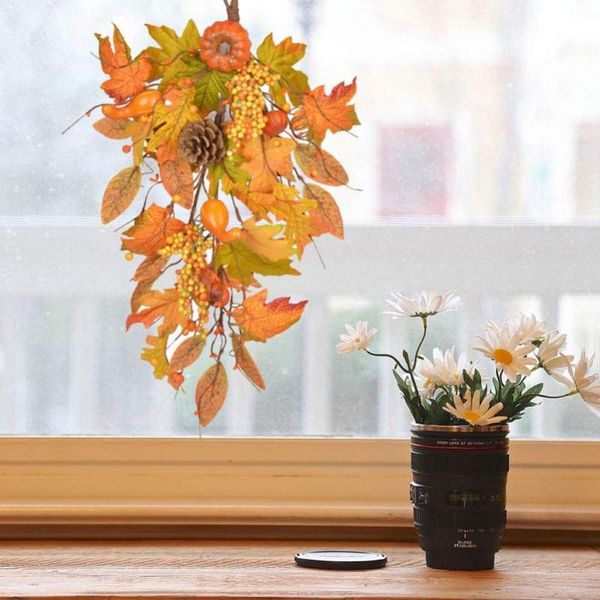 

decorative flowers & wreaths simulation pumpkin pine cone ornaments harvest day thanksgiving pendant