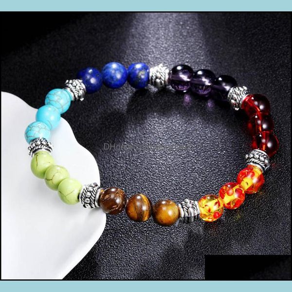 

beaded, strands chakra reiki bracelet energy quartz healing nce beads women fashion jewelry charms bracelets beaded 0696 drop delivery 2021, Black