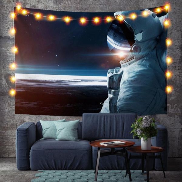 

tapestries laeacco fashion tapestry wall hangings planet starry sky astronaut earth sense of technology space lovers room decor polyester