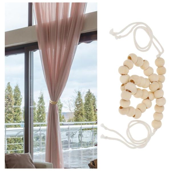 

curtain & drapes 1pc tieback drapery cord wooden beads tie band back