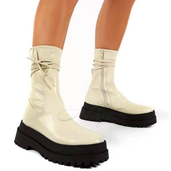 

boots 2021 autumn and winter flat-bottom pu round toe high-quality fashionable comfortable wear-resistant female, Black