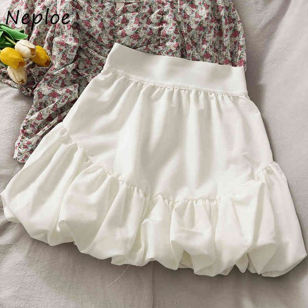 

neploe high waist hip a line skirt women 2 colors draped design summer outwear jupe femme korean chic ball gown faldas 210510, Black
