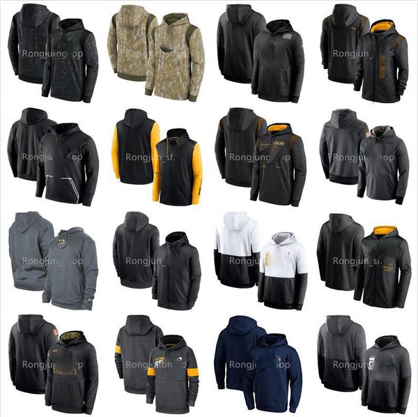 

pittsburghsteelersmens football sweatshirt 2021 salute to service sideline crucial catch therma performance pullover hoodie, Black;red