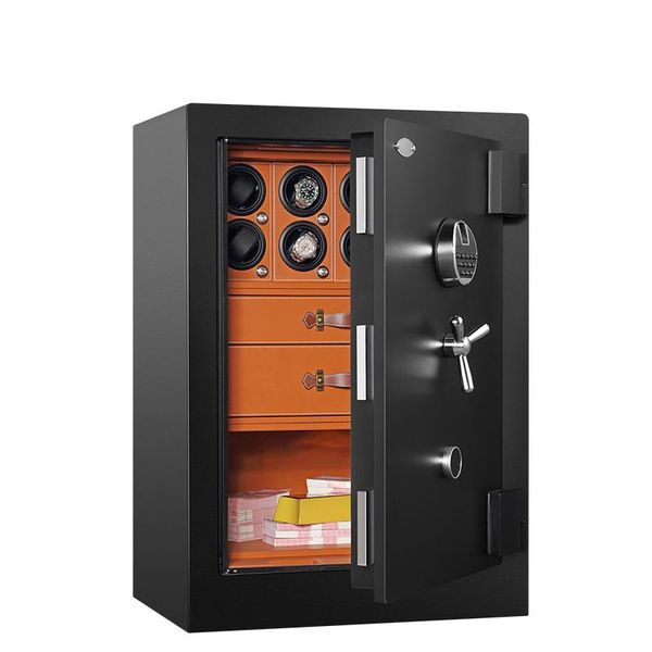 

watch boxes & cases black safe box automatic 8 watches winder security strongbox carbon jewelry storage case, Black;blue