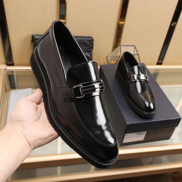 

luxury designer men casual shoes authentic metal trample lazy dress shoe buckle shoes mens high gang [with box] au34, Black