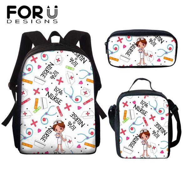 

school bags forudesigns white bag girls printed children cartoon backpack kid small crossbody schoolbag student mochila primary