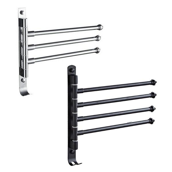 

wall mounted bathroom swivel towel bar stainless steel punch-rack rail hanger shelf with hook rotating rods racks