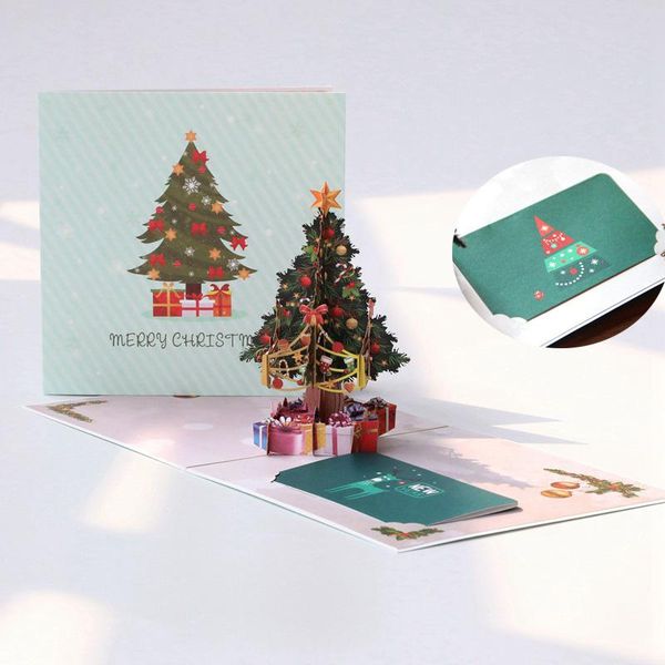 

greeting cards christmas three-dimensional card tree 3d paper sculpture blessing small postcard gift