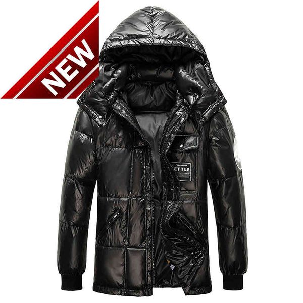 

new men's warm down jacket, winter duck casual detachable hood coat, windproof classic parka jacket 2021, Black