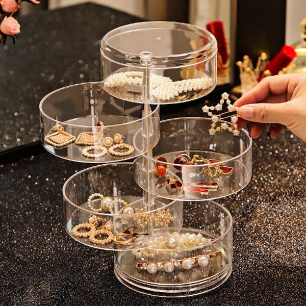 

degree rotating jewelry box transparent multi-layer storage multi-function earring boxes & bins