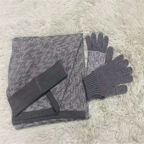 

2022 wool beanie hat scarf glove femmes scadroet 3pieces set hiver chaud chapeauxet foulards chapeau de bonnet pour hommes hats scarves glov, Blue;gray