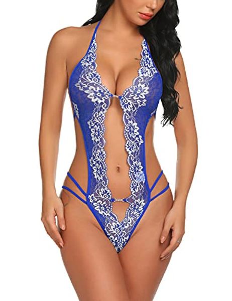 

women lace set teddy bodysuit one piece lingerie v-neck nightwear mini babydoll s-xxl, Black;white