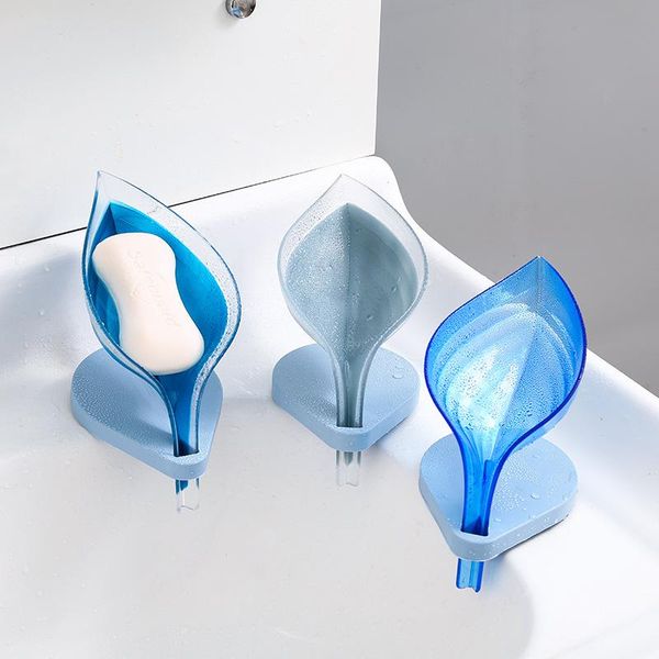 

creative leaf drain soap box no perforated sucker bathroom plastic wash bath accessory set