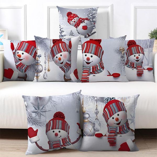 

pillow case cartoon christmas decorative sofa xmas snowman santa claus printed cushion cover 45x45cm pillowcases home decoration