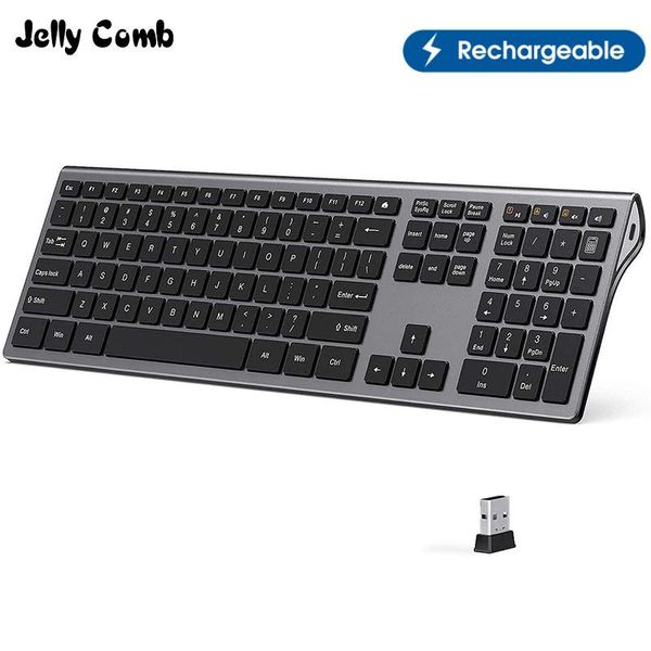 

keyboards jelly comb rechargeable wireless keyboard ergonomic ultra-slim 2.4g full-size quiet for windows computer laptop
