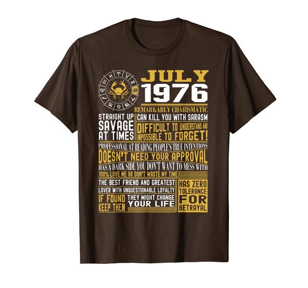 

born in july 1976 facts shirts for mens, womens t-shirt, White;black