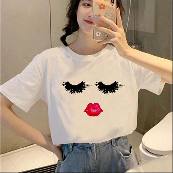 

pretty face mask print women summer casual short sleeve o neck ladies white