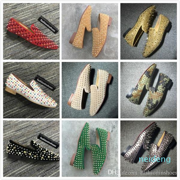 

luxurys designers red bottoms loafer des chaussures men dress shoes vintage casual party wedding shoes spikes oversized loafers kanye, Black