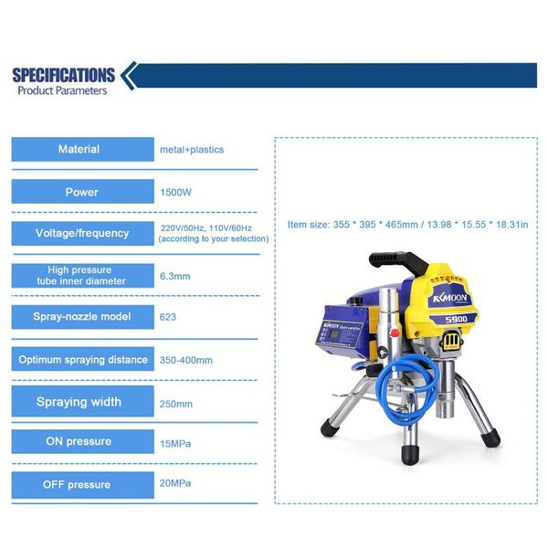 

professional spray guns ta-5900 high-pressure airless spraying machine plunger type paint sprayer electric internal-feed painting tool