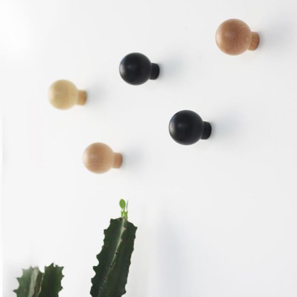 

hangers & racks 2pcs creative wooden hooks mushroom shape hat-and-coat easy install eco natural clothes aprons hanger screw included