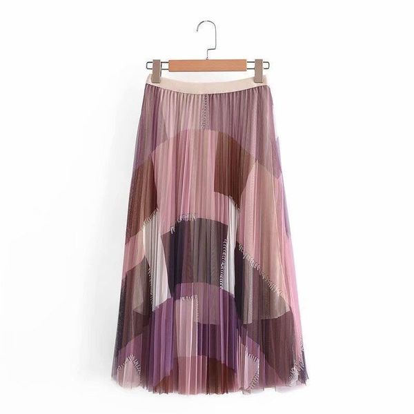 

spring express street fashion women's patchwork pleated skirt skirts, Black