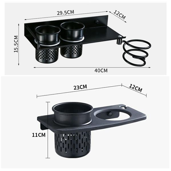 

storage holders & racks hair dryer holder with cup households wall bathroom accessories shelf metal black rack el1035 nccc