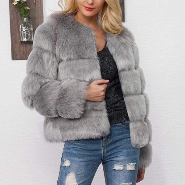 

women's fur & faux winter coat women clothes overcoat plus size thicken warm coats female, Black