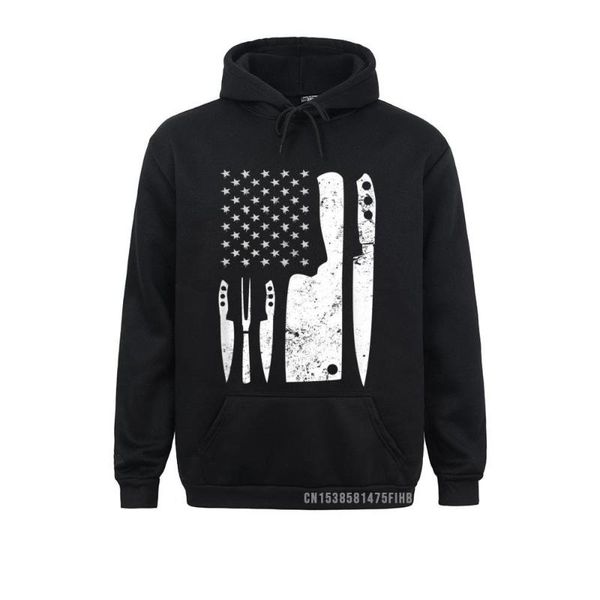 Felpe con cappuccio da uomo Felpe con coltello da chef Felpa patriottica Pasqua Bandiera degli Stati Uniti Harajuku Autunno Hip Hop Camisa Manica lunga Abiti giovani