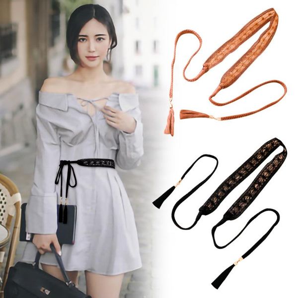 

women belt lace waist chain for sweet girls prom dress decoration thin belts ladies brand designer waistband ceinture femme, Black;brown