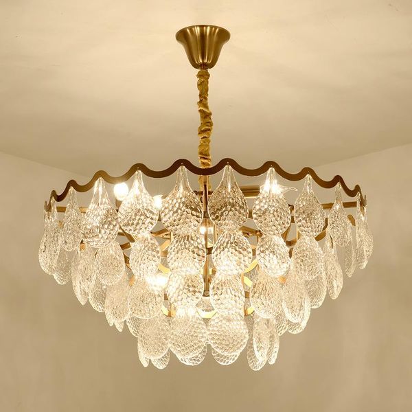 

pendant lamps modern clear glass gold metal lights living room dining hanging light fixtures bar hanglamp e14 110/220v chain