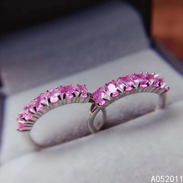 

cluster rings kjjeaxcmy fine jewelry natural pink sapphire 925 sterling silver luxury women adjustable ring support test, Golden;silver