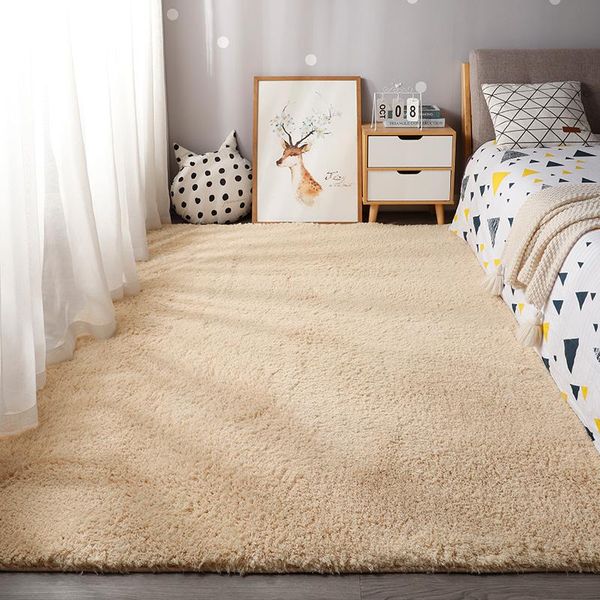 

carpets in the bedroom children's floor rugs decor for room decoration fluffy hair teenager girl beige mat bedside