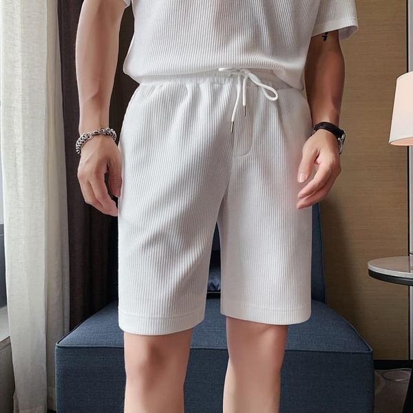 

fashion 2021 summer loose shorts men clothing simple all match drawstrings thin knee length casual short homme streetwear xl-s men's, White;black