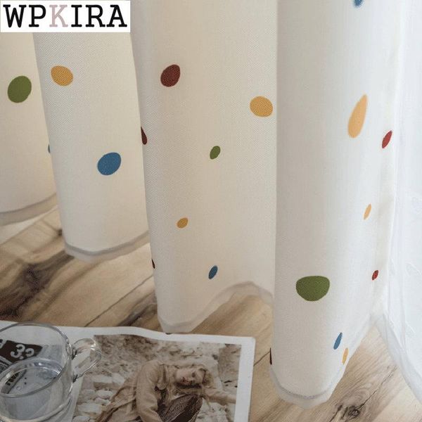 

curtain & drapes cartoon colorful dots for baby kids room bedroom printed drape white tulle matched partition custom made s209#e