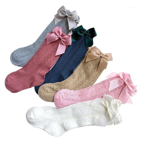 

socks baby girl princess born girls kids bow knee high non-slip summer spring skarpetki lolita sock 6 pairs1, Pink;yellow