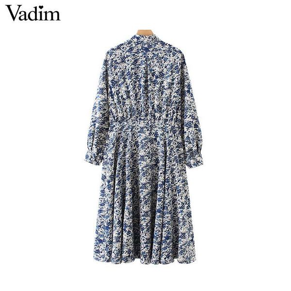 

vadim women retro floral shirt pockets long sleeve pleated female vintage casual chic midi es vestidos qa893, Black;gray
